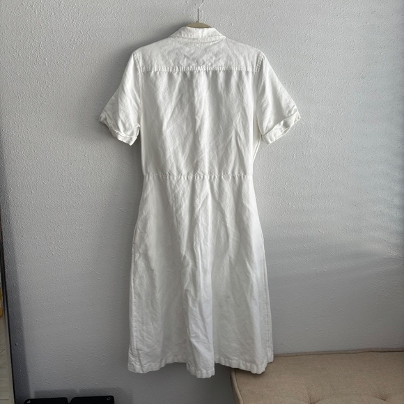 Vineyard Vines White Tie-Front Short Sleeve Linen Button Down Dress - Picture 6 of 9